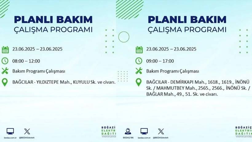 İstanbul karanlığa gömülecek: Elektrik kesintisi yaşanacak ilçeler açıklandı 11