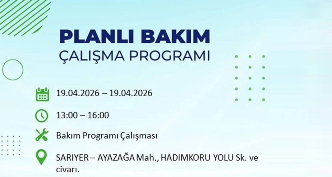 İstanbul'da 8 ilçede elektrik kesintisi yaşanacak 11