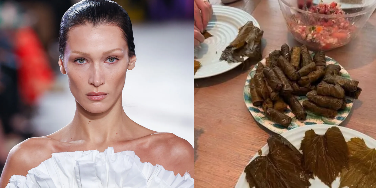 Mutfaktaki hünerlerini sergiledi: Bella Hadid'den yaprak sarma