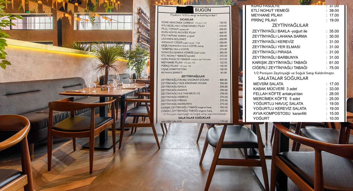 Aynı restoran aynı menü aradaki tek fark fiyat! Pes dedirten zam