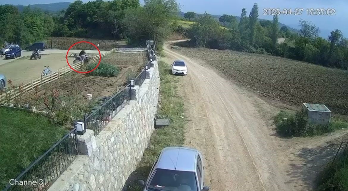 Arazi motosikletinin korkutan kazası