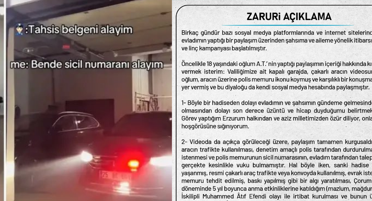 Erzurum Valisi Mustafa Çİftçi'nin oğlu çakarlı ile şov yapmıştı! Validen pes dedirten savunma