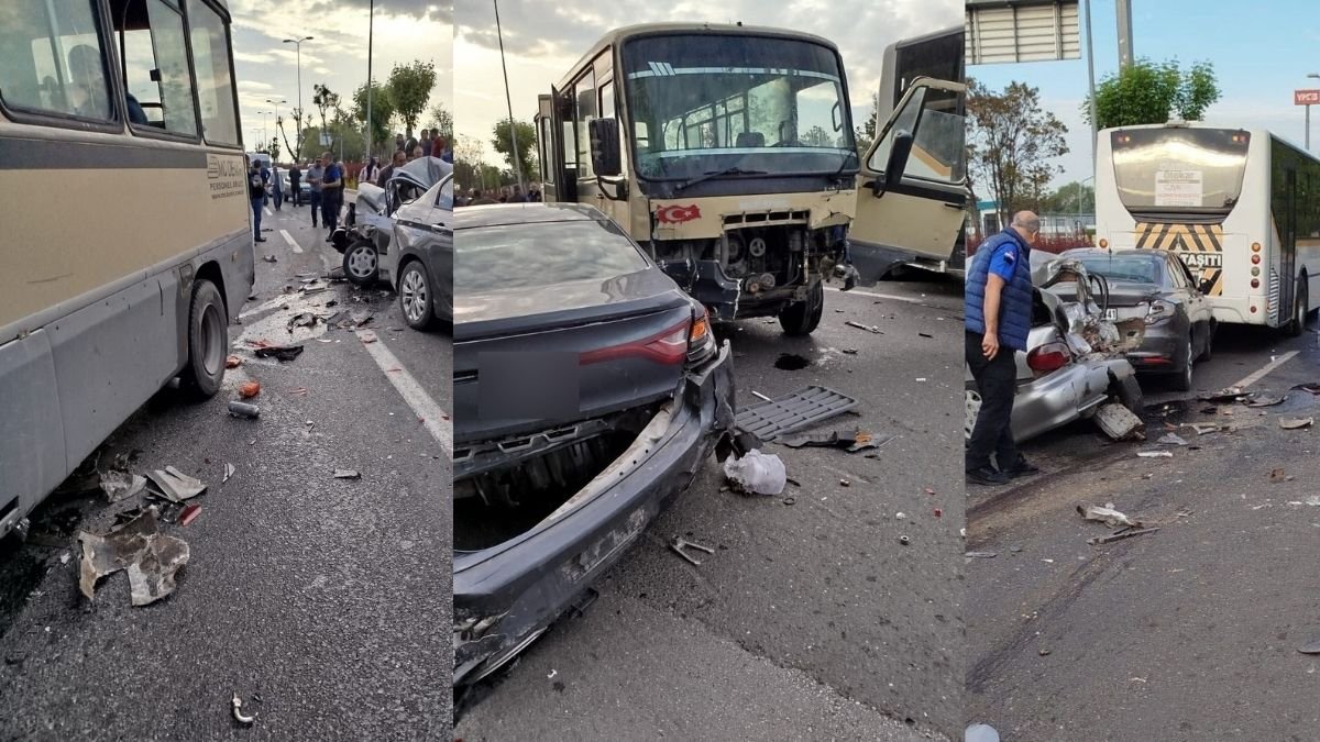 Ankara'da feci kaza! Kontrolden çıkan servis araçlara çarptı: 14 yaralı