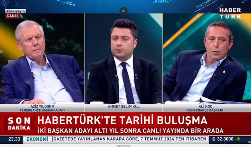 Seçime saatler kala karşı karşıya geldiler! Aziz Yıldırım ve Ali Koç'tan canlı yayında tarihi buluşma