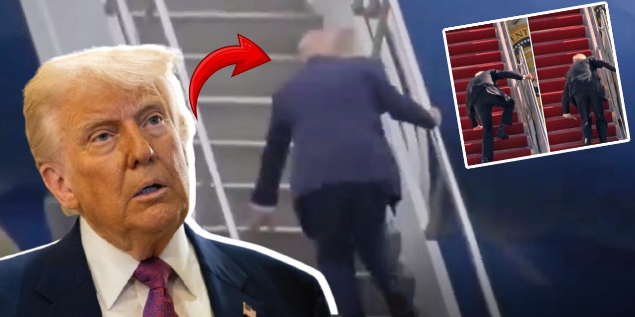 Trump uçağa binerken düşme tehlikesi atlattı! Biden ile dalga geçmişti