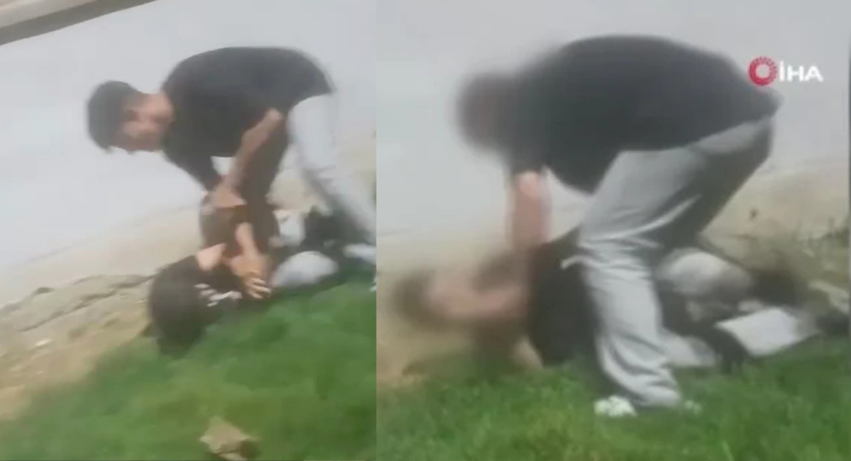 Parkta şoke eden görüntü: Defalarca yumrukladı