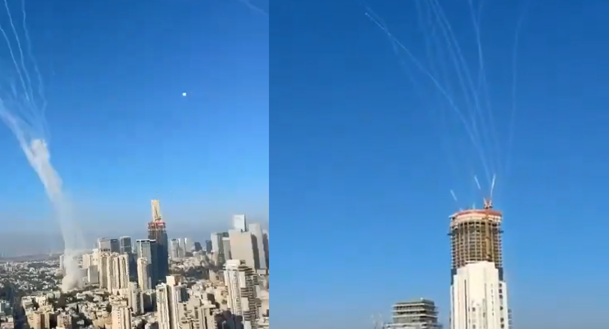 İran'ın fırlattığı füzelerin Tel Aviv'de binalara isabet ettiği anlar