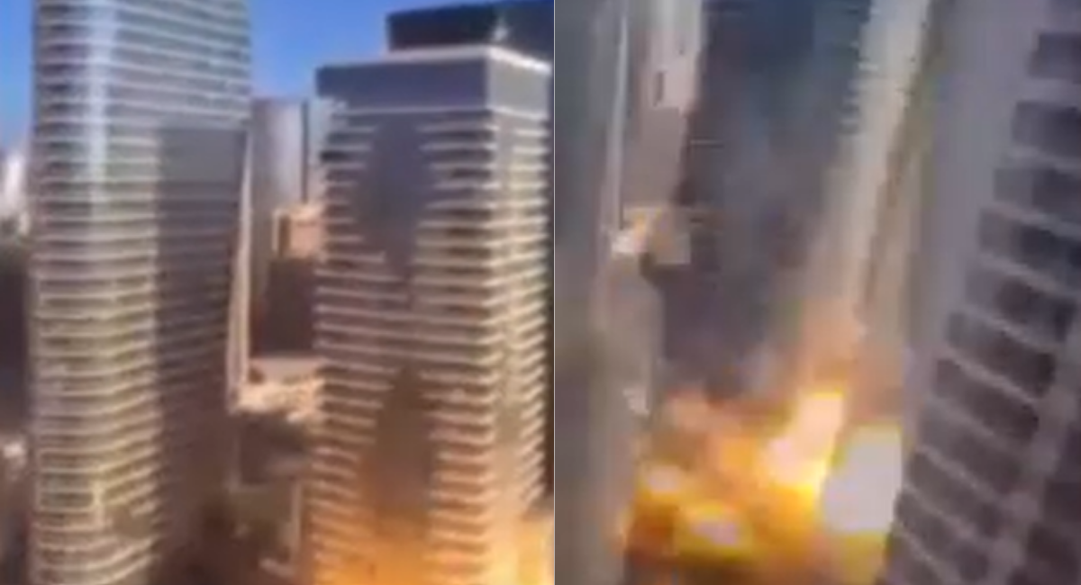 Tel Aviv'de binaların vurulduğu korkunç görüntüler ortaya çıktı
