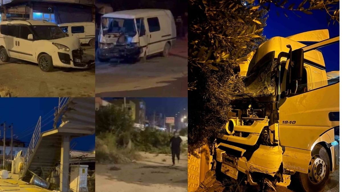 Mersin’de uyuyan tır sürücüsü dehşet saçtı: Üst geçide, ağaca ve iki araca çarptı