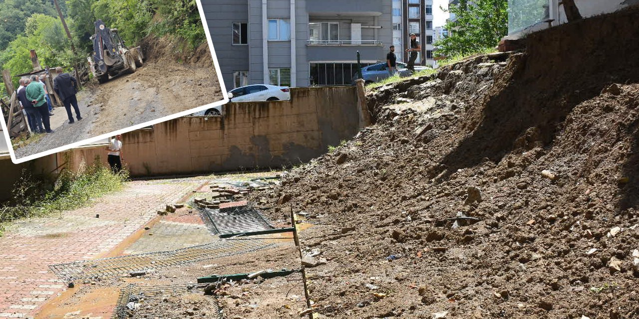 Samsun'da korkutan heyelan! Mahalleli sesleri duyup kaçtı: Duvar çöktü