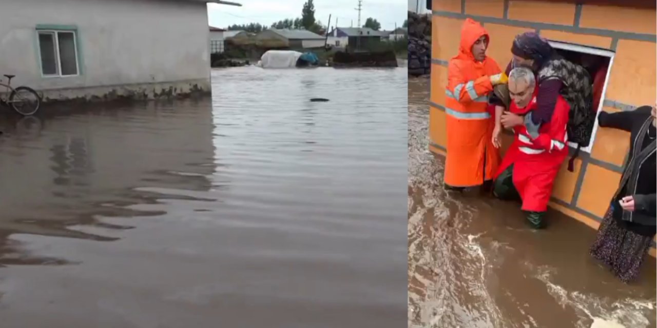 Kars'ta sel felaketi: Köylerde evler sular altında kaldı