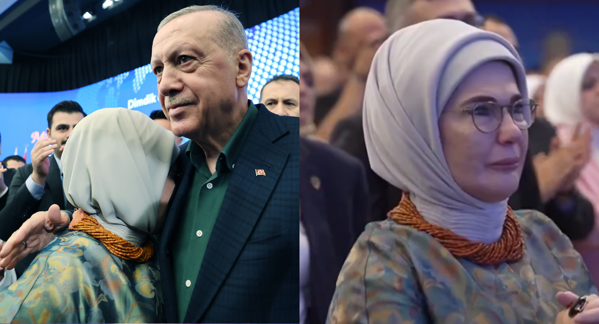 Emine Erdoğan eşinin omzunda gözyaşlarına boğuldu