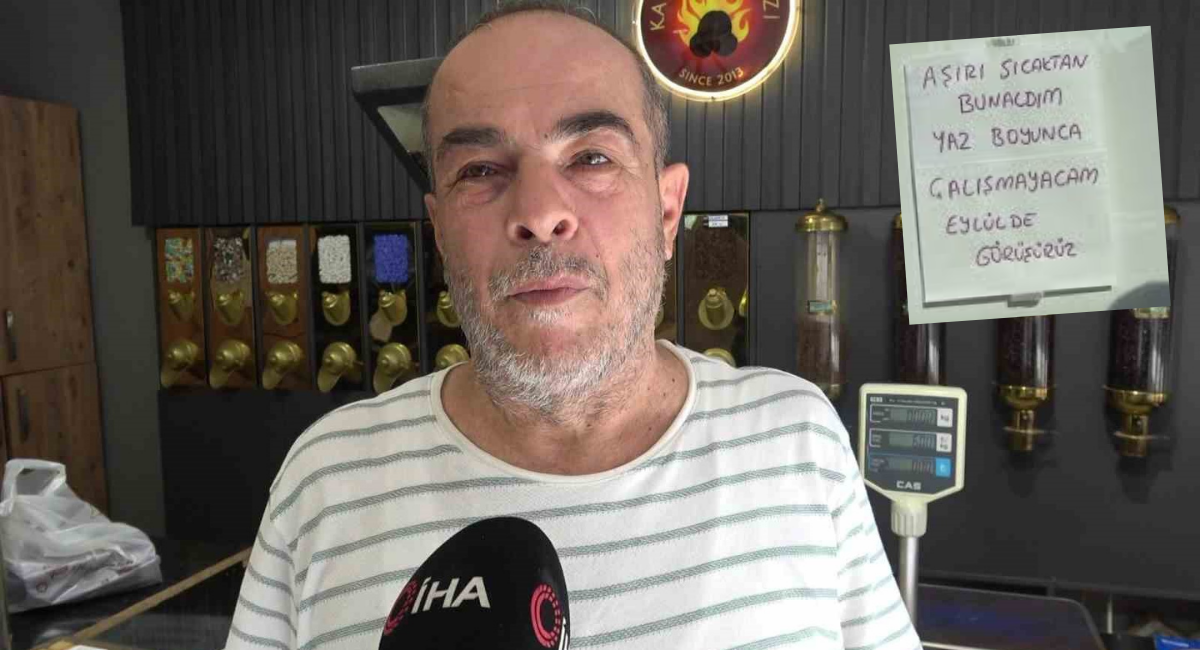 Sıcaktan bunalan esnaf kapısına astığı not ile herkesi şoke etti