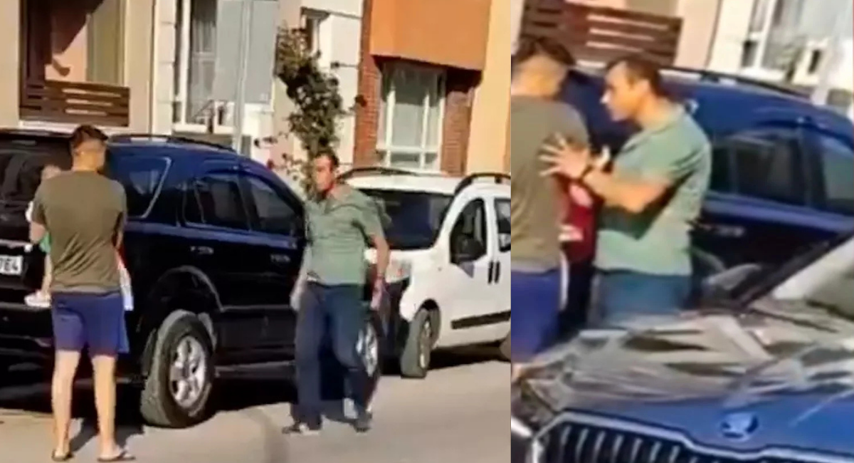 Trafik magandası dehşeti: Kucağında bebeği olan babaya saldırdı