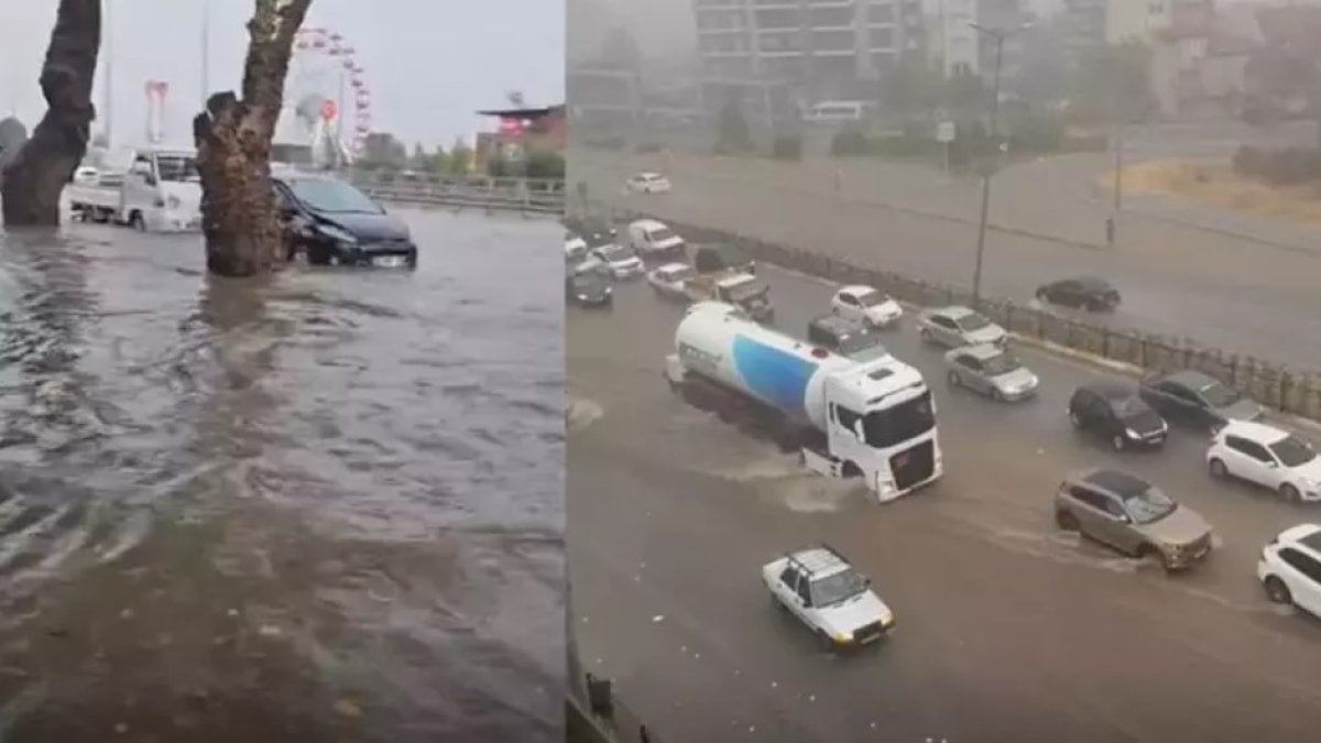 Denizli’de sağanak bir anda felakete dönüştü: Sokaklar göle döndü