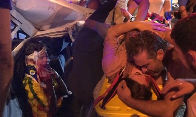 Feci kazada kahreden görüntü: Baba çaresizce izledi