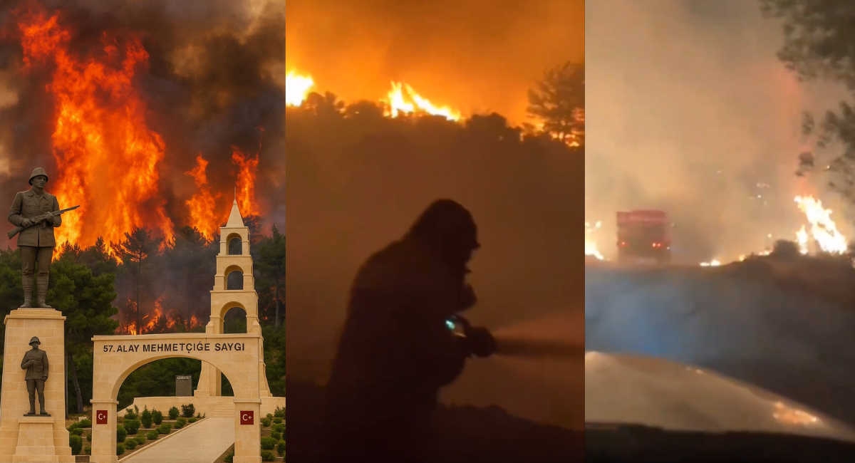 Çanakkale'de Gelibolu ve Eceabat alevlere teslim! Yangından kahreden görüntüler