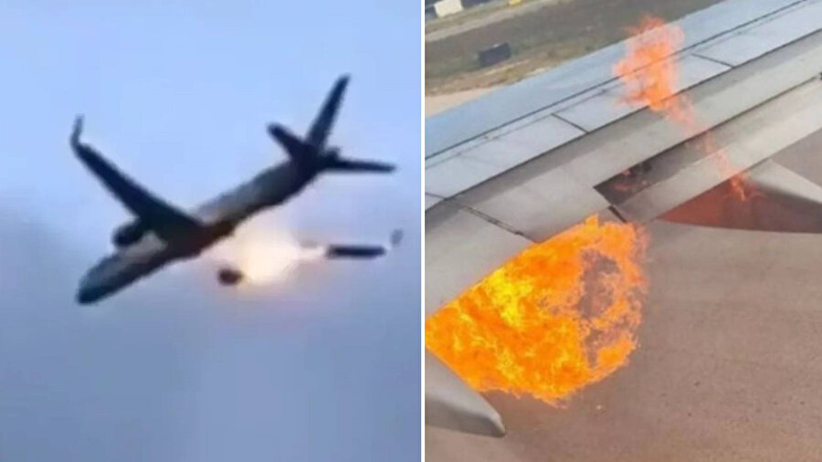 Yolcu uçağı havada alev alev yandı! Ölüm kalım savaşı verdiler