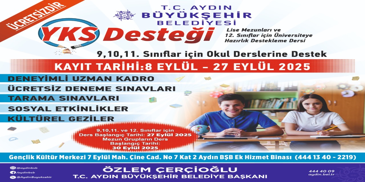 Başkan Çerçioğlu’ndan gençlere destek: Ücretsiz YKS kursları başlıyor