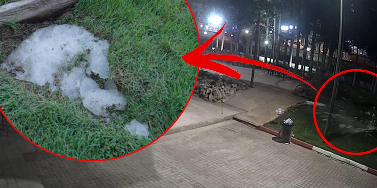 Antalya’da gökten buz kütlesi düştü! Olay kameralara anbean yansıdı