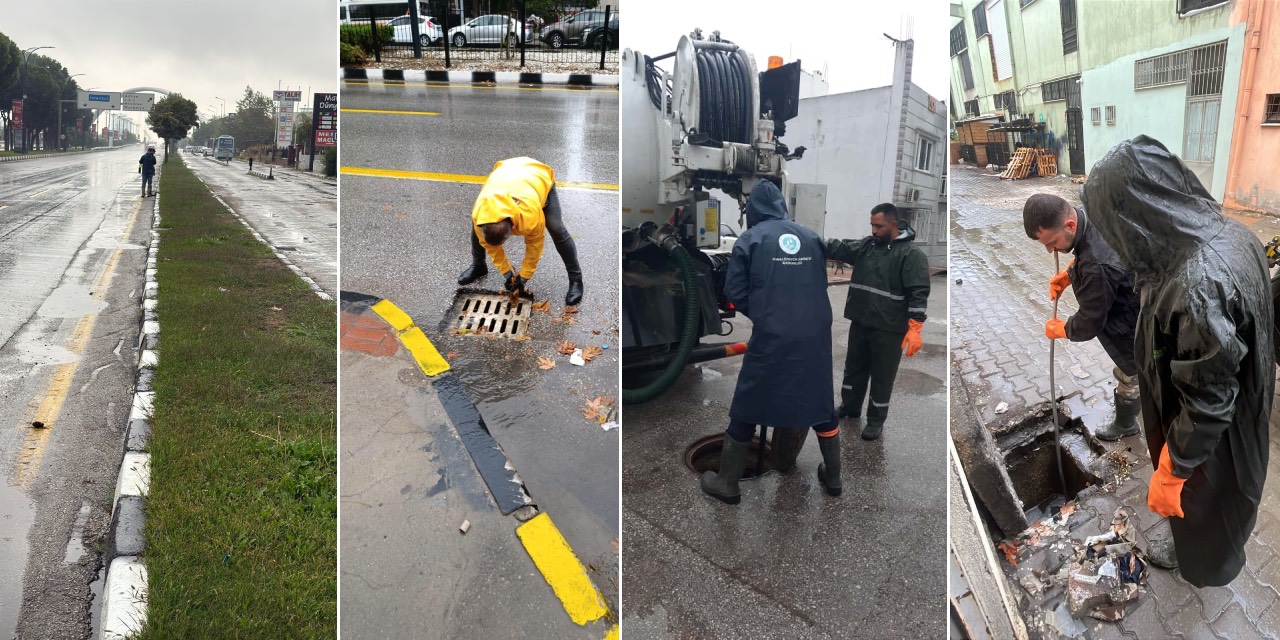 Manisa Büyükşehir ve MASKİ ekipleri sağanak yağışa karşı sahada