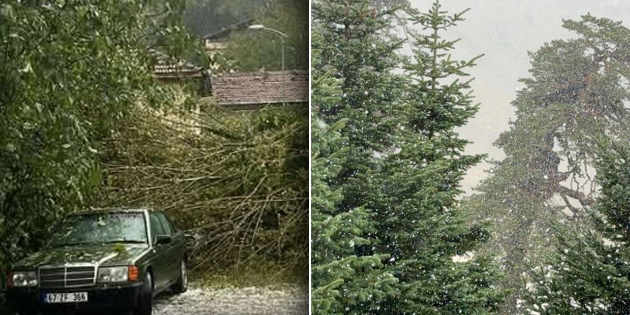 Bolu'da kar, Zonguldak'ta fındık büyüklüğünde dolu