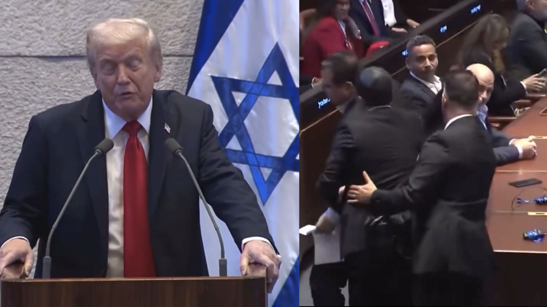 Trump’a Knesset’te şok protesto: Filistinli milletvekili 'Filistin'i tanı' pankartı açtı