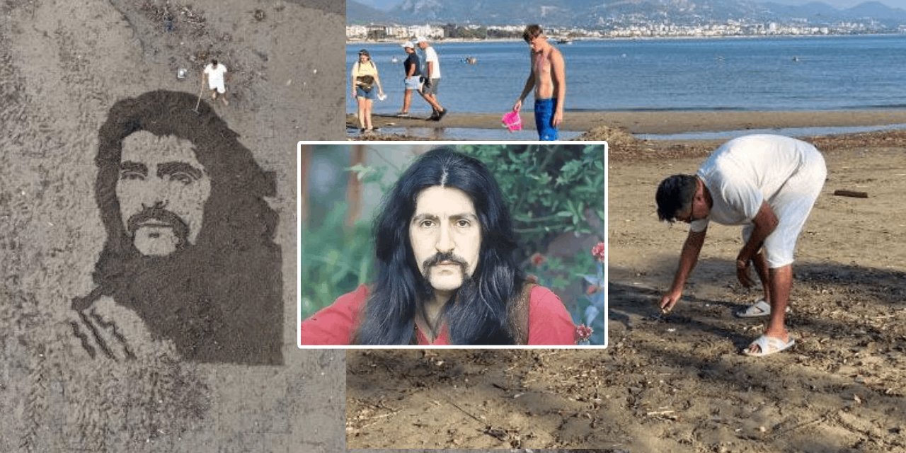 İranlı sanatçıdan kumlara Barış Manço portresi