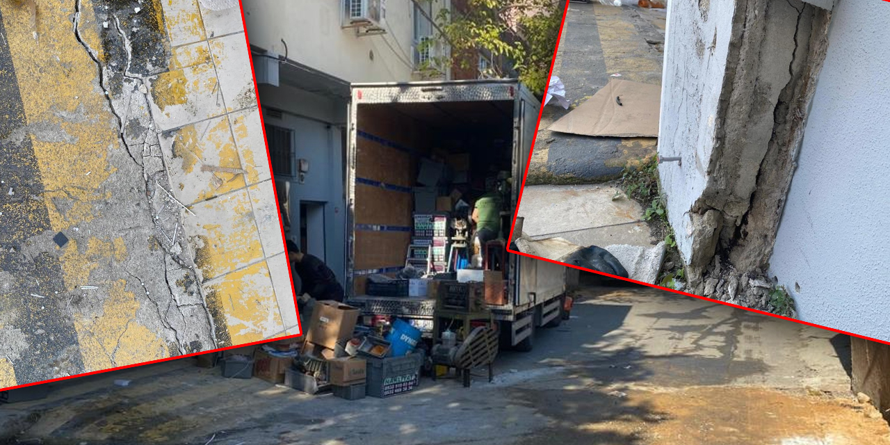 Ataşehir'de binanın kolonları patladı, zemin kaydı! Kiracı can havliyle iş yerini tahliye etti