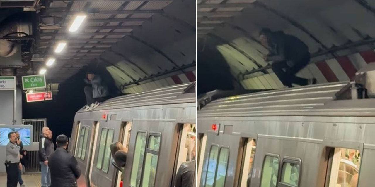 İstanbul'da şoke eden görüntü! Metronun üzerine çıktı, herkes donup kaldı