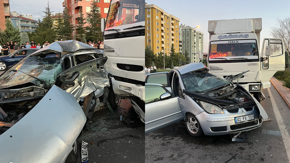 Konya Selçuklu'da otomobil kamyonla çarpıştı: 1 ölü