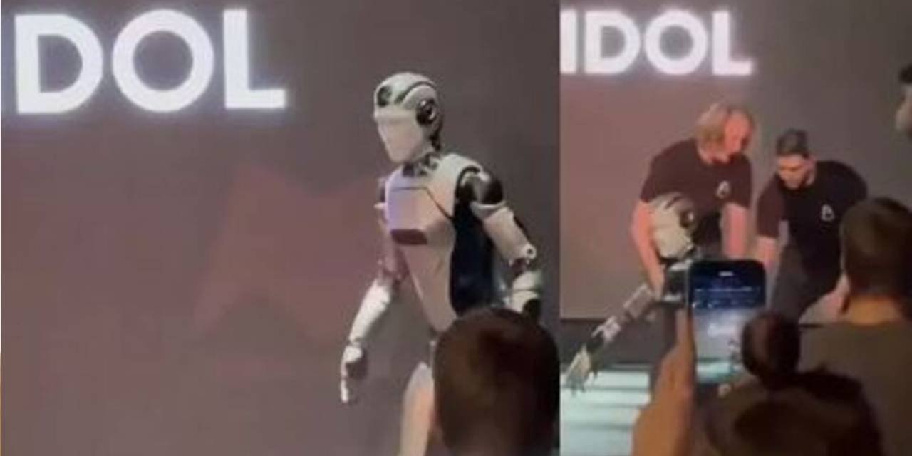 Yapay zekalı insansı robot tanıtımda yüzüstü yere düştü