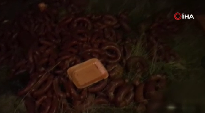 Yüzlerce kilo et boş araziye atıldı