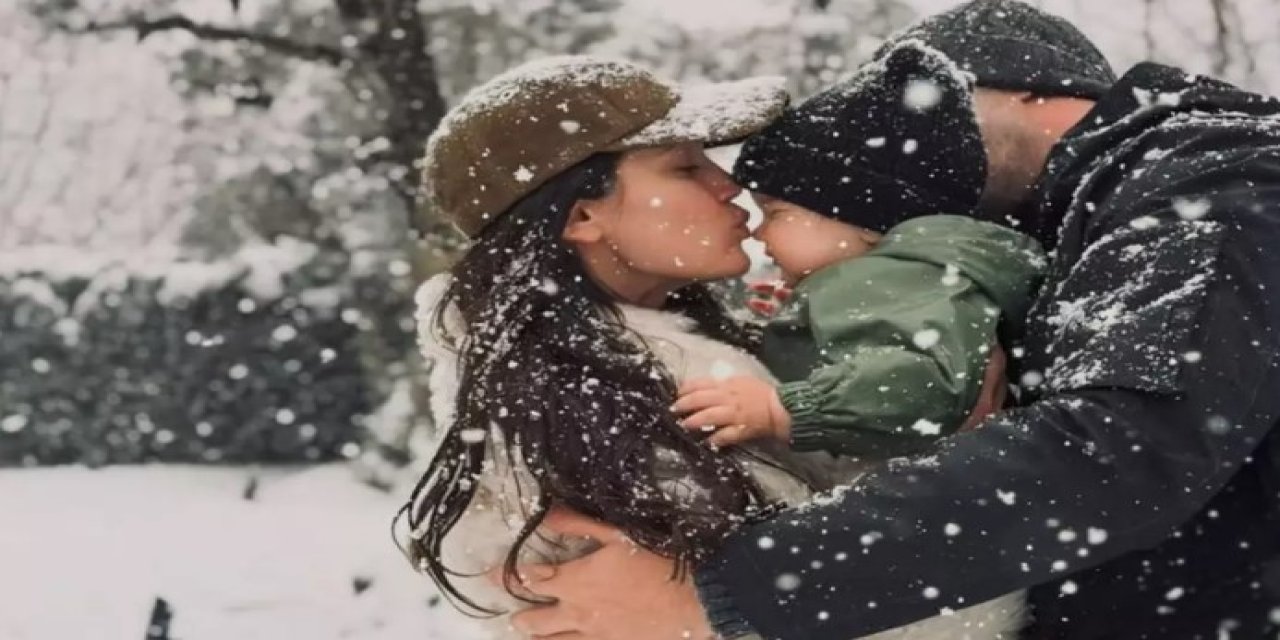 Yeni yılın ilk karı ünlü çifte yaradı! Pınar Deniz ve Kaan Yıldırım’dan aile karesi