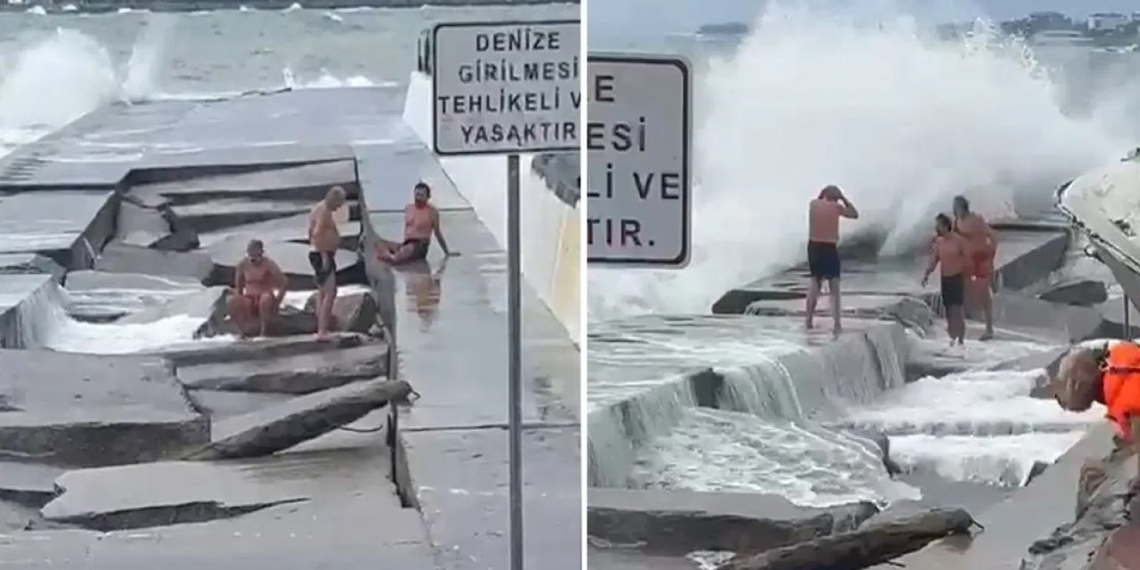 Kadıköy’de dev dalgalar yüzücüleri kayalıklara attı! 3 kişinin bacakları kırıldı