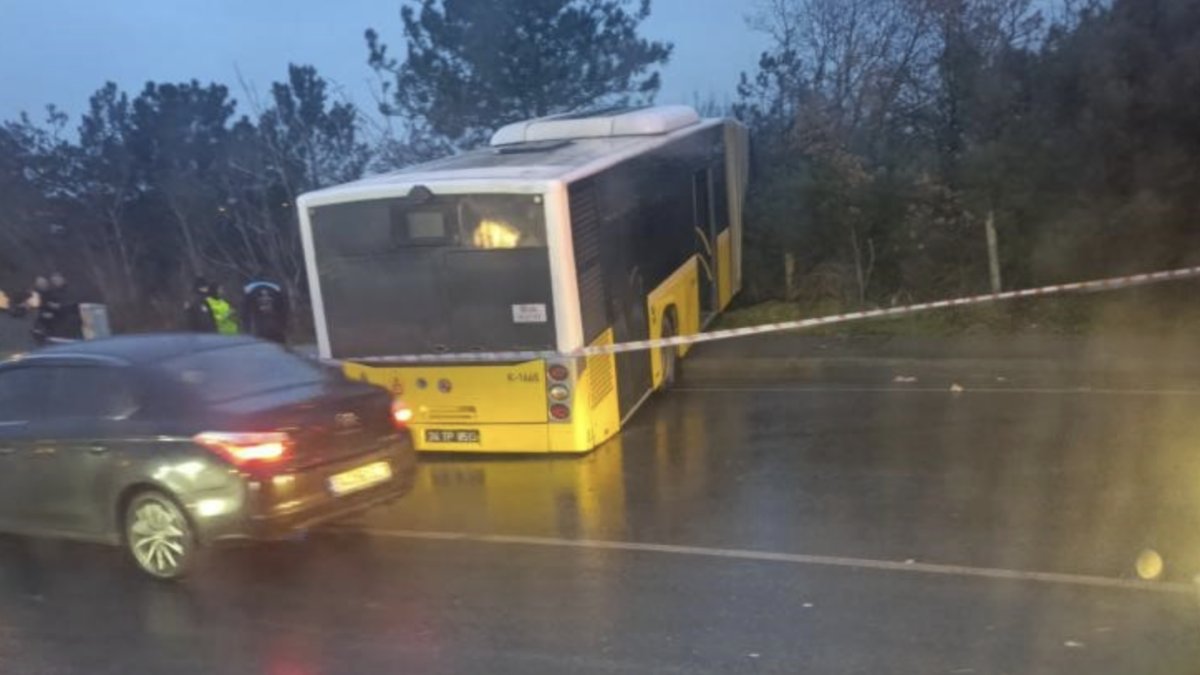 İçinde yolcuların bulunduğu İETT otobüsü ormanlık alana uçtu