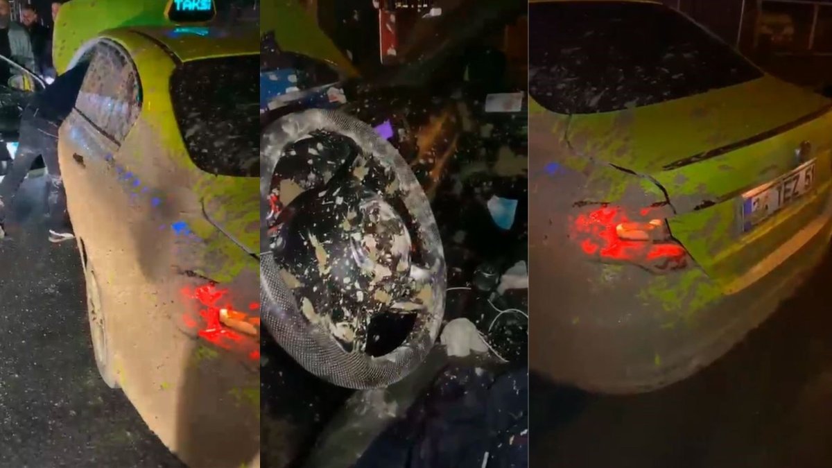 İstanbul'da taksici dehşete yaşadı: Aracı çamura sapladılar, şoförü darp edip kaçtılar