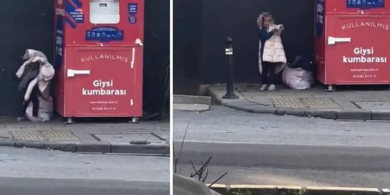 İstanbul’da giysi kumbarasından kıyafet alan küçük kızın anı sosyal medyayı sarstı