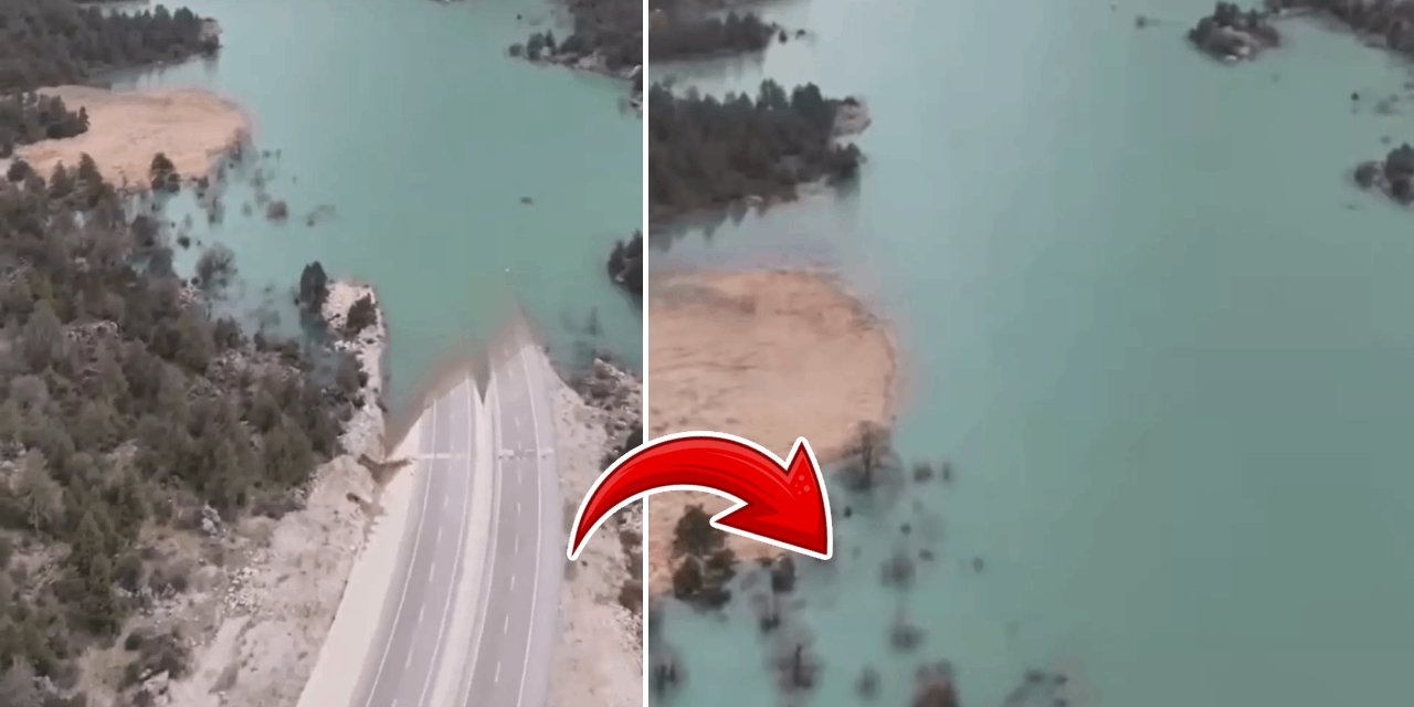 Konya-Antalya karayolu sular altında kaldı: Yarısı yol yarısı göl!