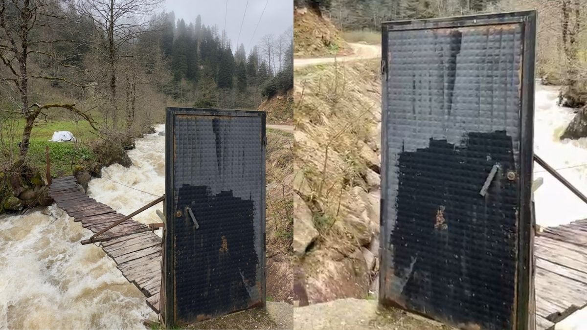 Karadeniz usülü çözüm: Asma köprüye demir kapı taktı