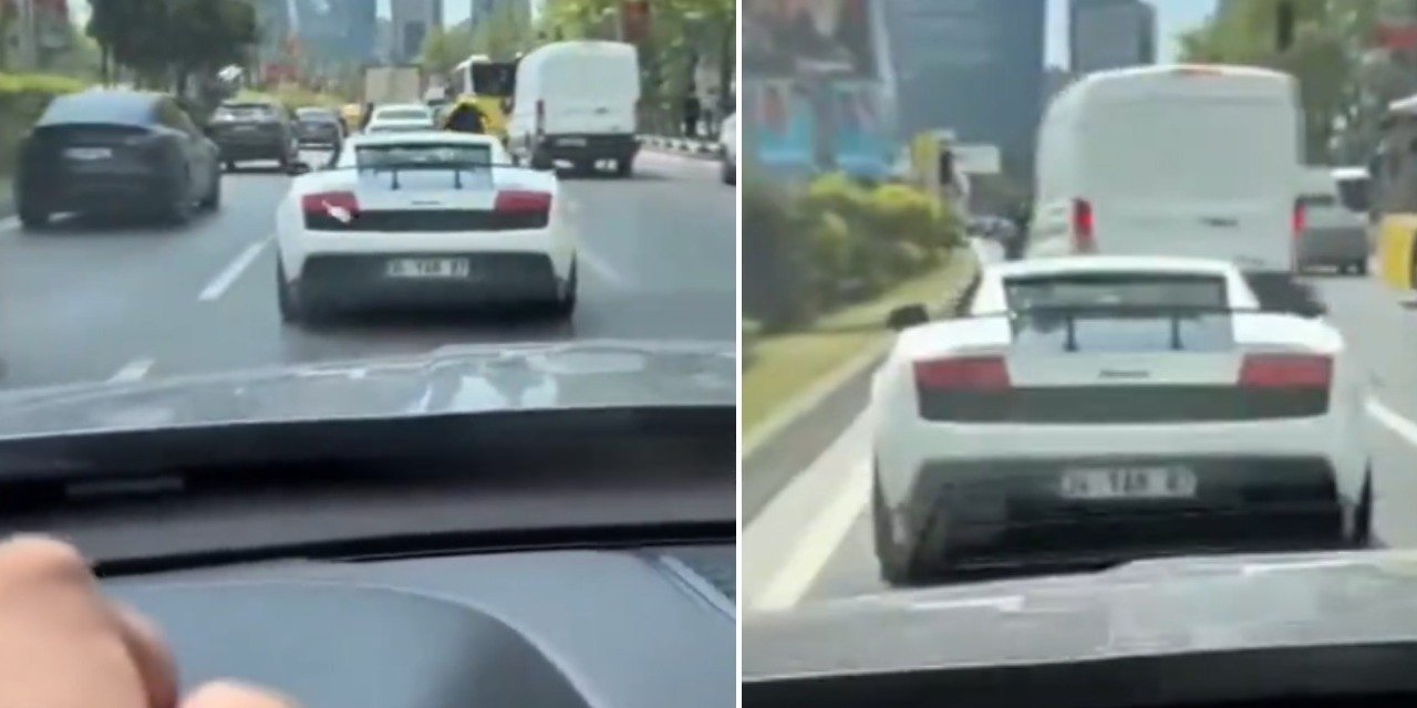 İstanbul’da şoke eden görüntü! Lamborghini’den yola euro saçtı