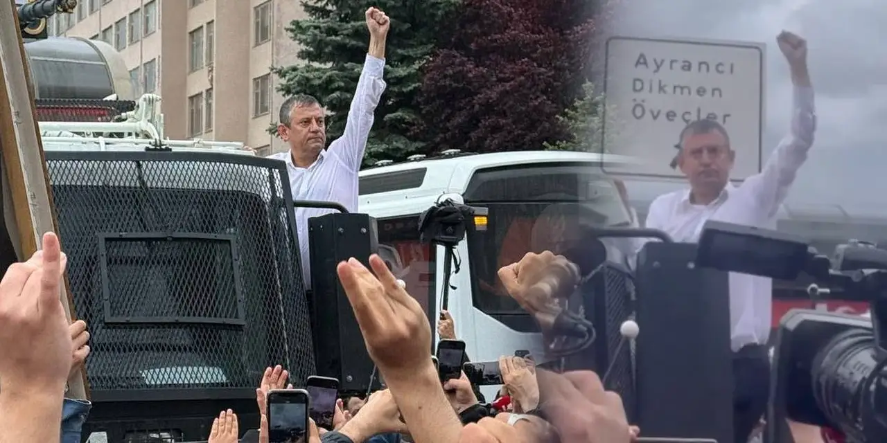 TBMM yürüyüşünde gergin anlar: Özgür Özel TOMA’nın üzerine çıkarak seslendi