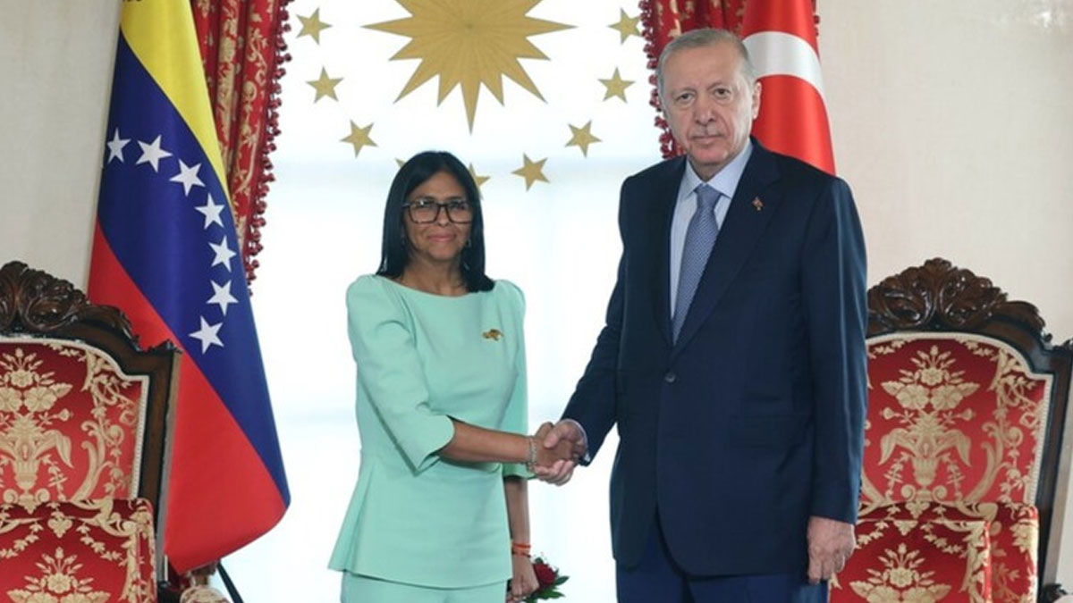 Cumhurbaşkanı Erdoğan Venezuela geçici Lideri Delcy Rodriguez'i kabul etti