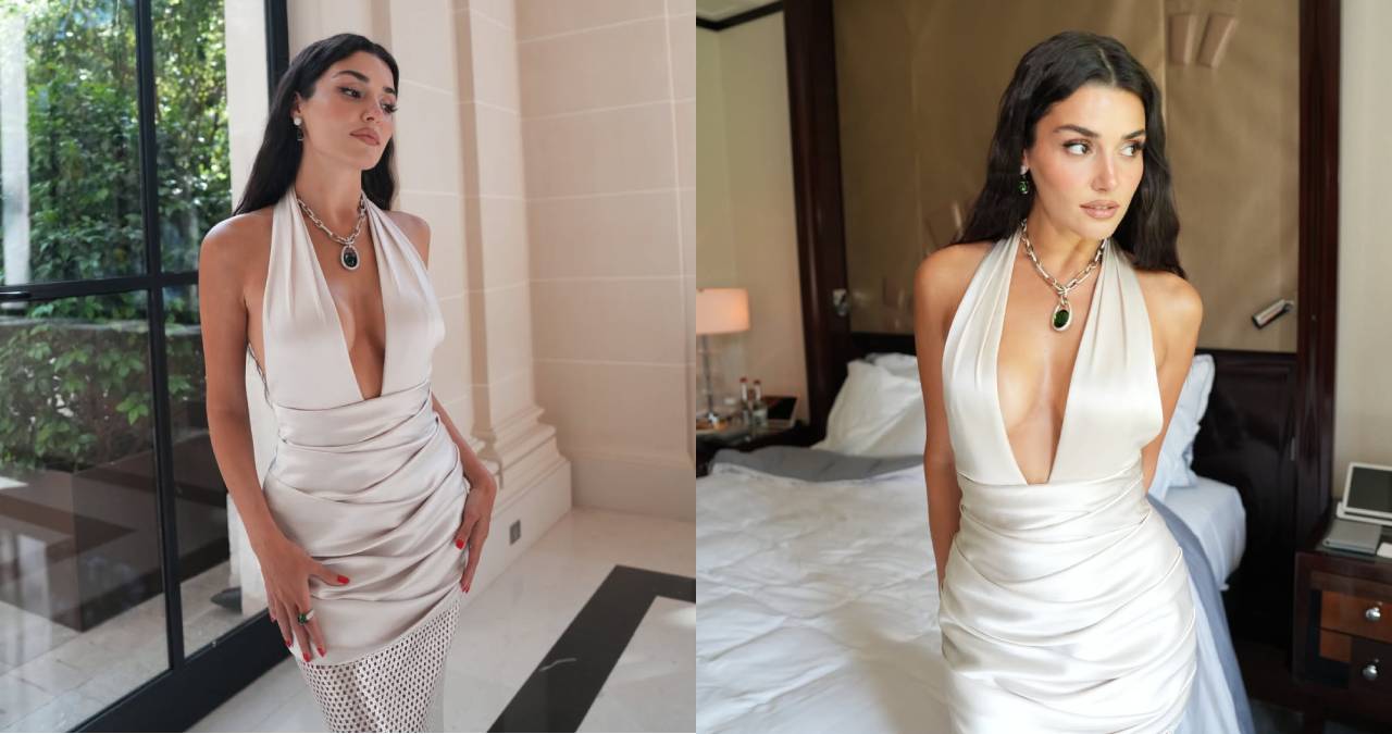 Hande Erçel Paris’te şıklığını konuşturdu: Gözler boynundaki zümrüte çevrildi