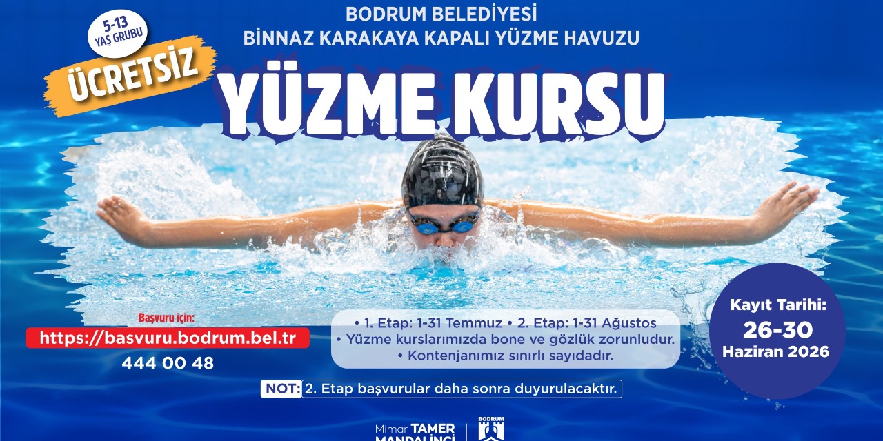 Bodrum Belediyesi’nden çocuklara ücretsiz yüzme kursu