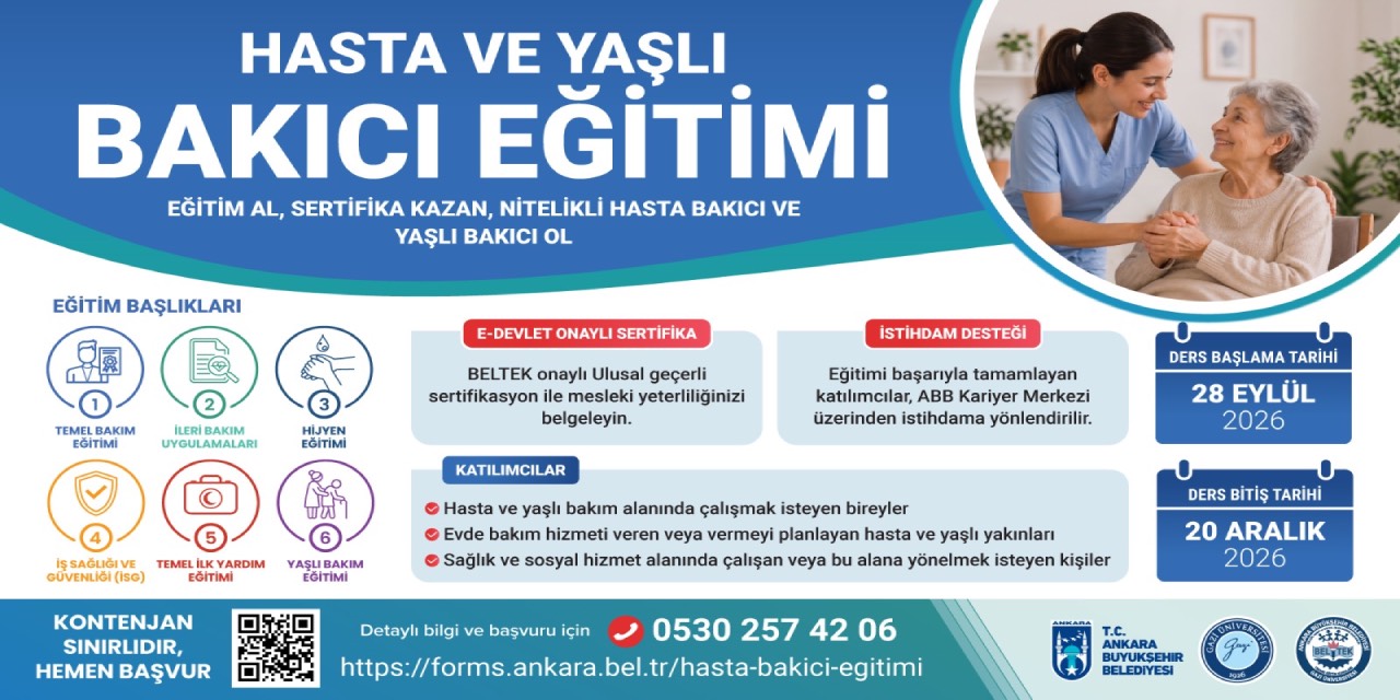 Ankara’da sertifikalı Hasta Ve Yaşlı Bakıcı Eğitimi için başvurular başladı