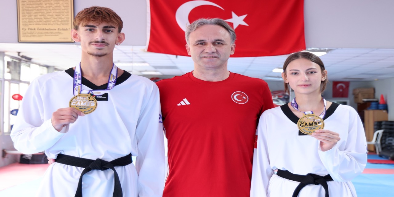 İzmirli kardeş tekvandoculardan Avrupa Oyunları’nda iki altın madalya