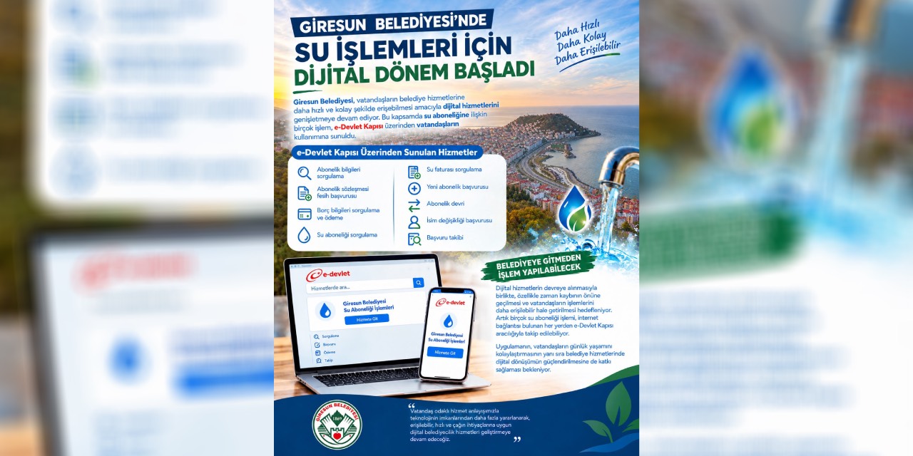 Giresun’da su aboneliği işlemlerinde dijital dönem