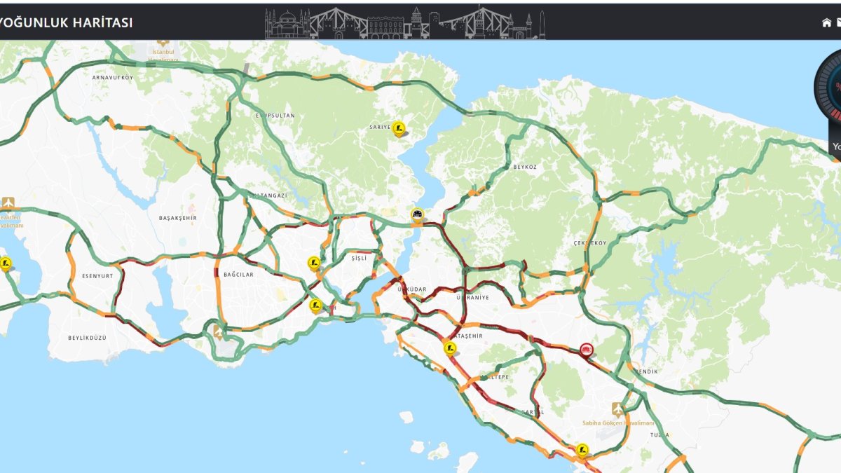 Yağmurun ardından İstanbul’da trafik yoğunluğu arttı