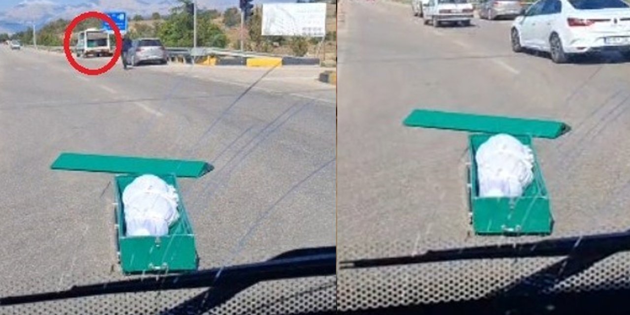 Cenaze nakil aracı hareket edince tabut yola savruldu: Nedeni belli oldu
